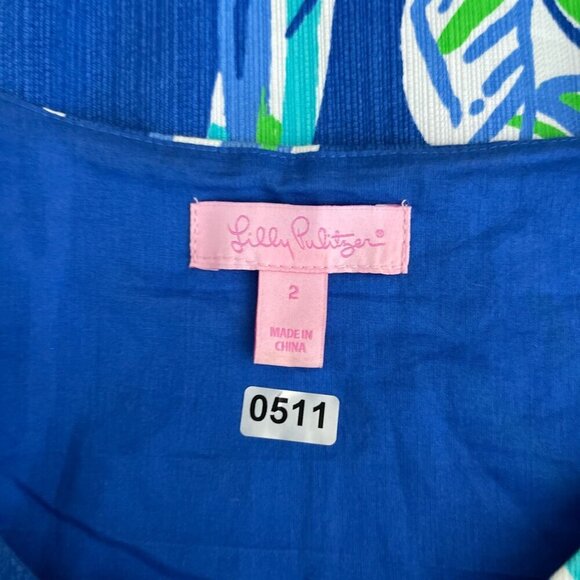 Lilly Pulitzer 'Penelope' Print Cotton Sheath Dress Blue Green Sleeveless Size 2 - Picture 6 of 14